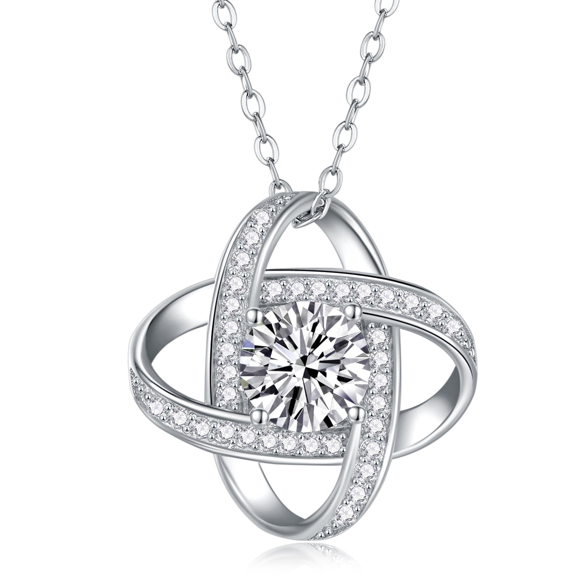 Echo of Eternity Lumière Moissanite ogrlica 1 ct – prednji pogled