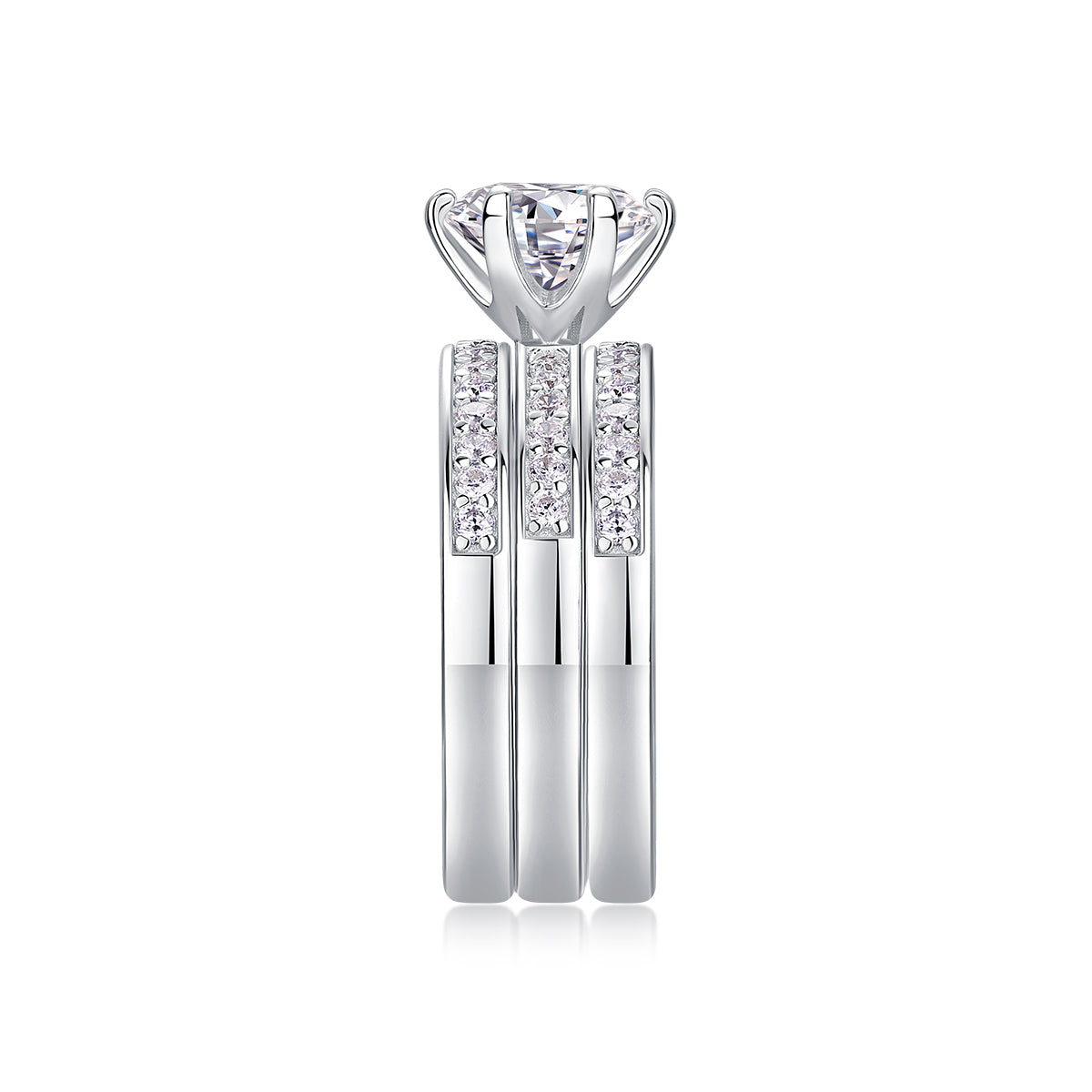 Set od tri Moissanite prstena Mistress Solitaire Noir