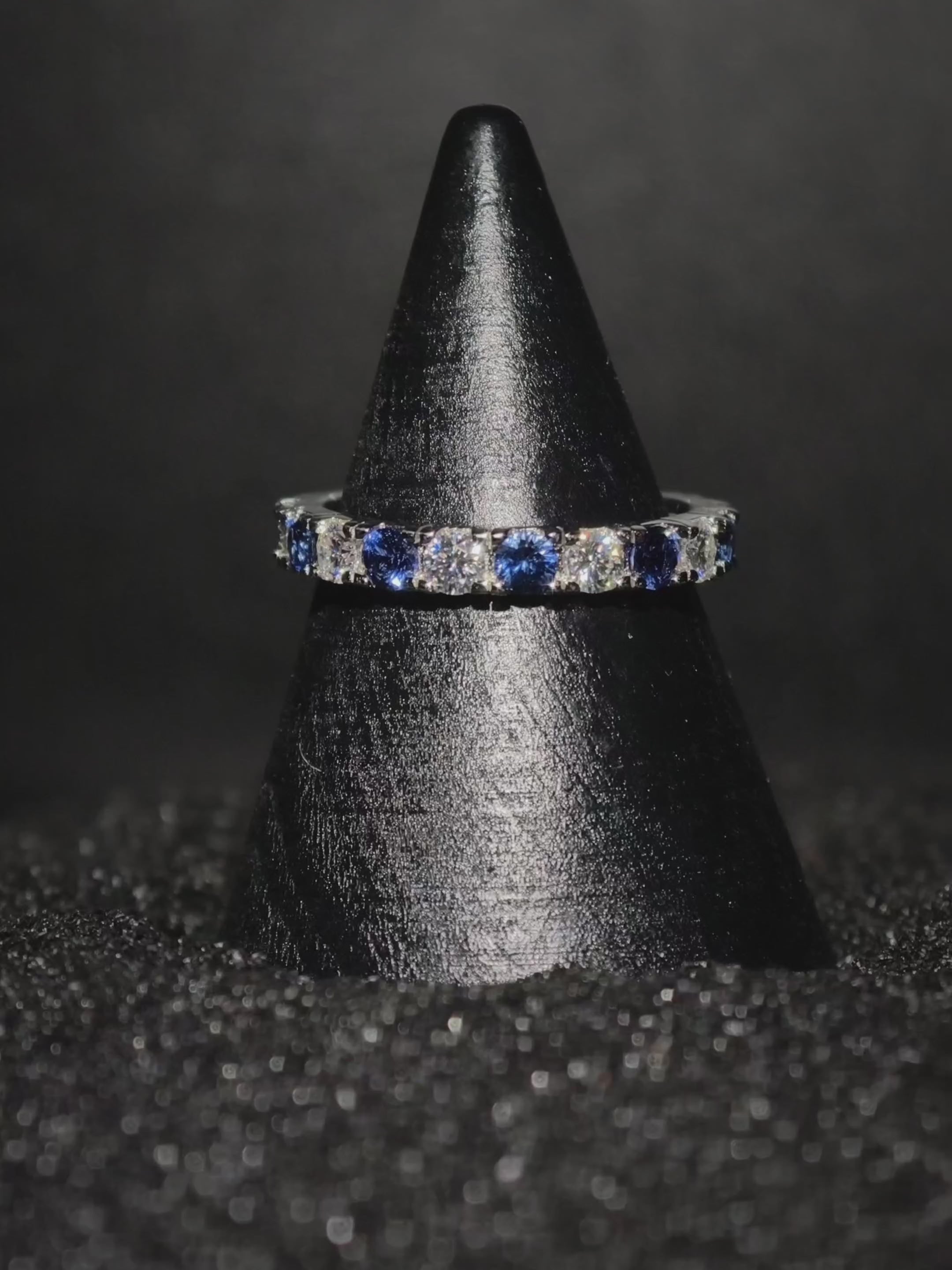 Sapphire Nocturne Noir | Moissanite prsten | Safir & Moissanite