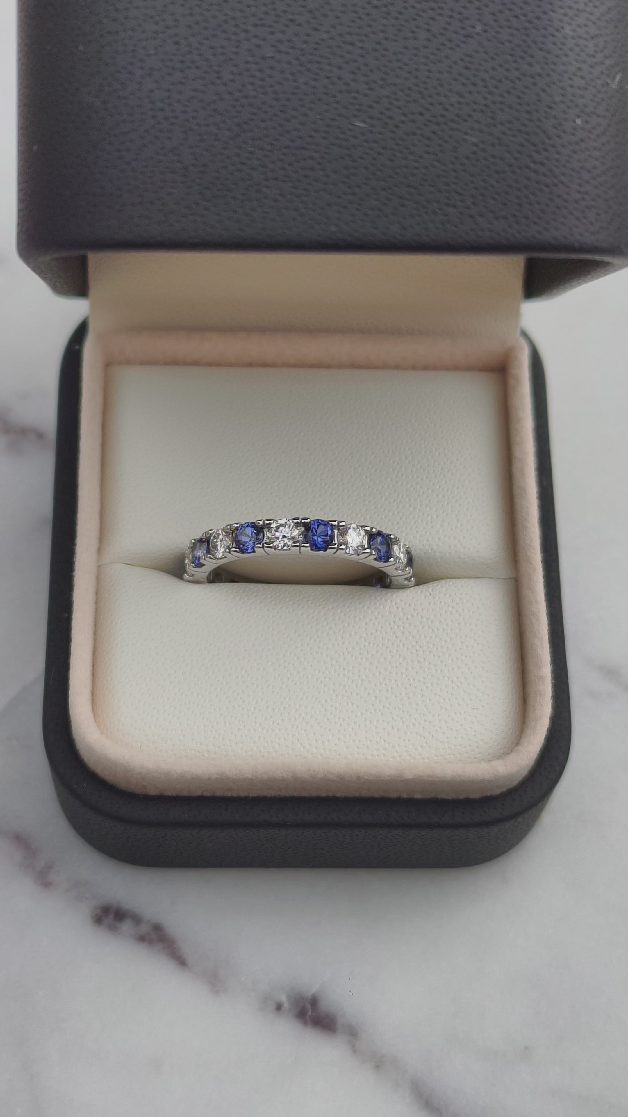 Sapphire Nocturne Noir | Moissanite prsten | Safir & Moissanite