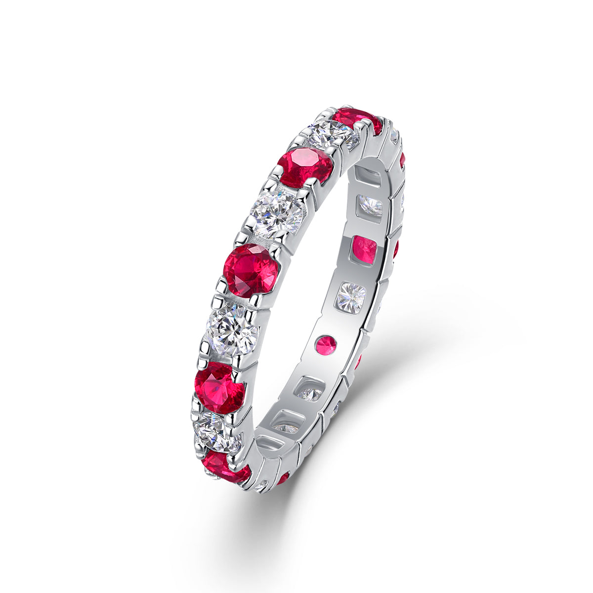 Ruby Nocturne Noir prsten sa Moissanite i rubinima
