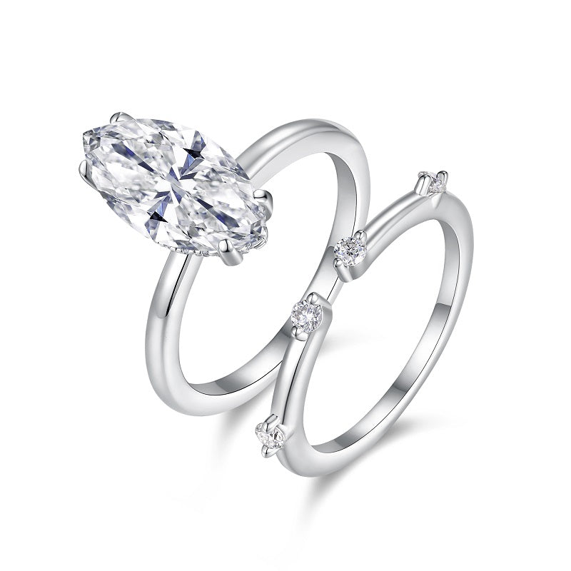 The Marquise’s Obsession Noir Moissanite prsten – prednji pogled